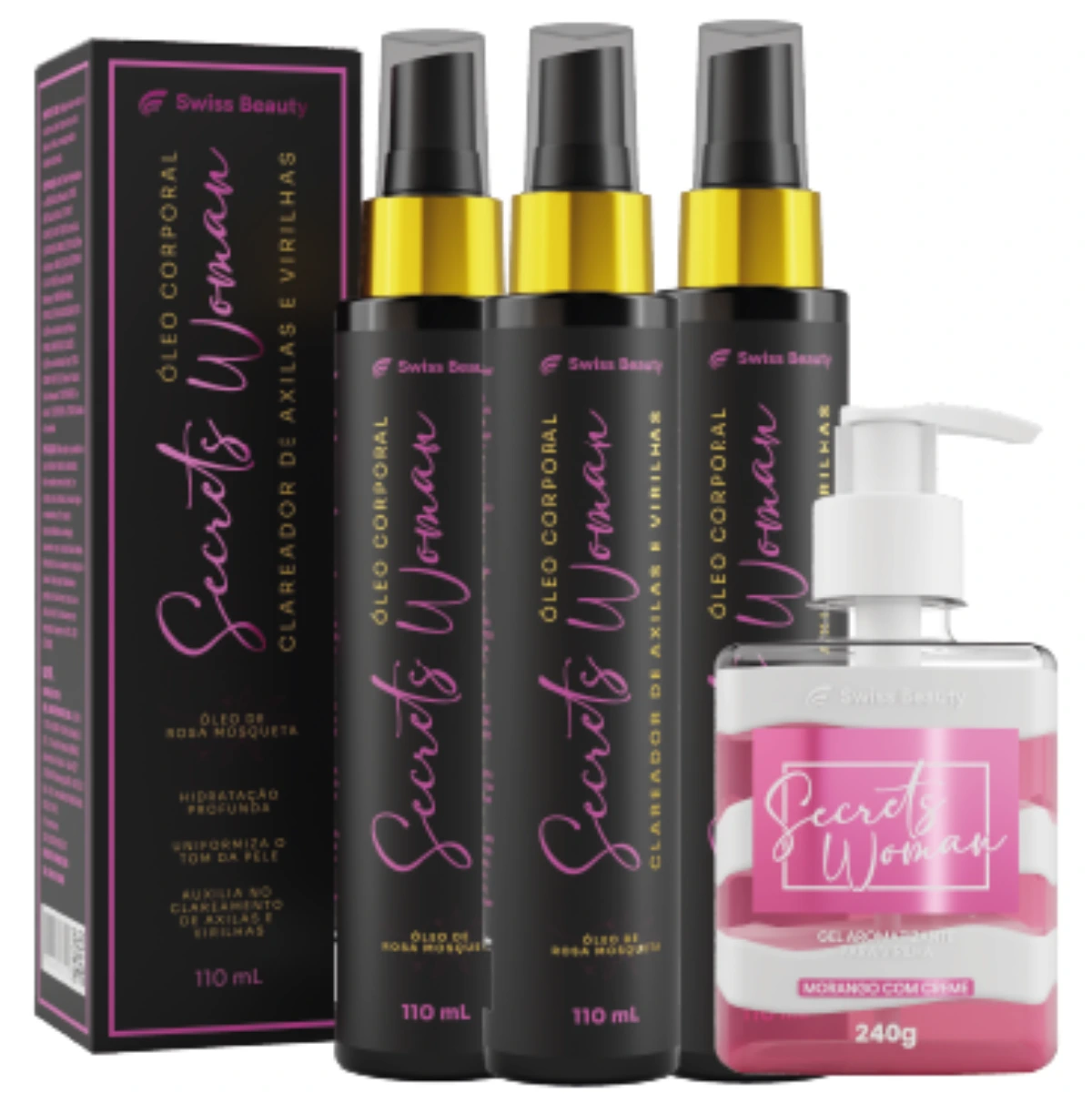 Combo 3 Óleos Clareadores 110 ml + Gel Morango 240 g